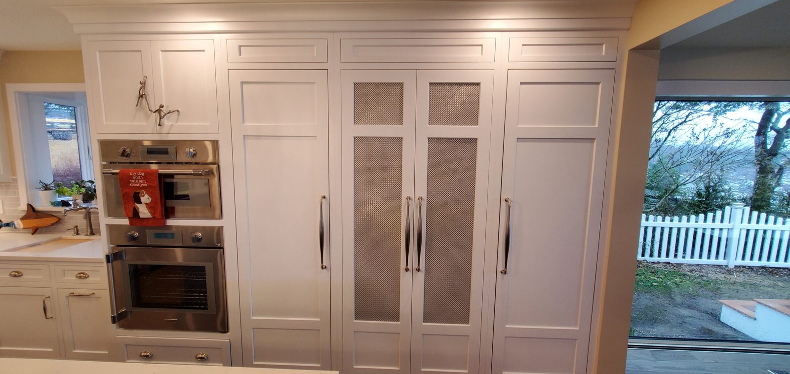 blue and white custom kitchen cabinets with farmhouse sink in Manasquan NJ