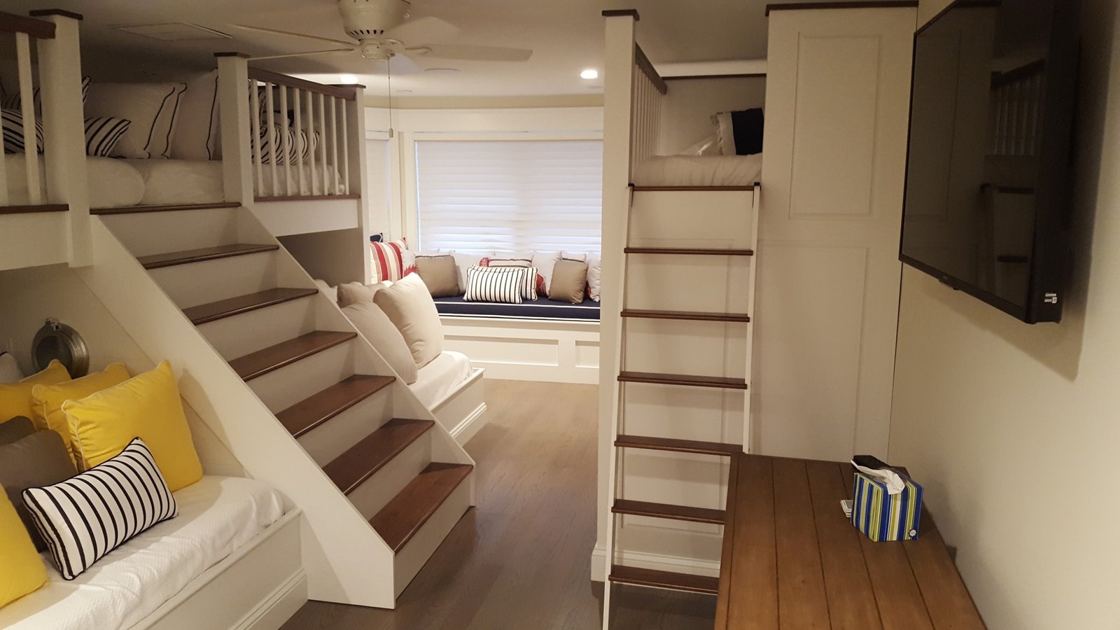 Custom built-in bunk room with solid wood construction, Pennsylvania