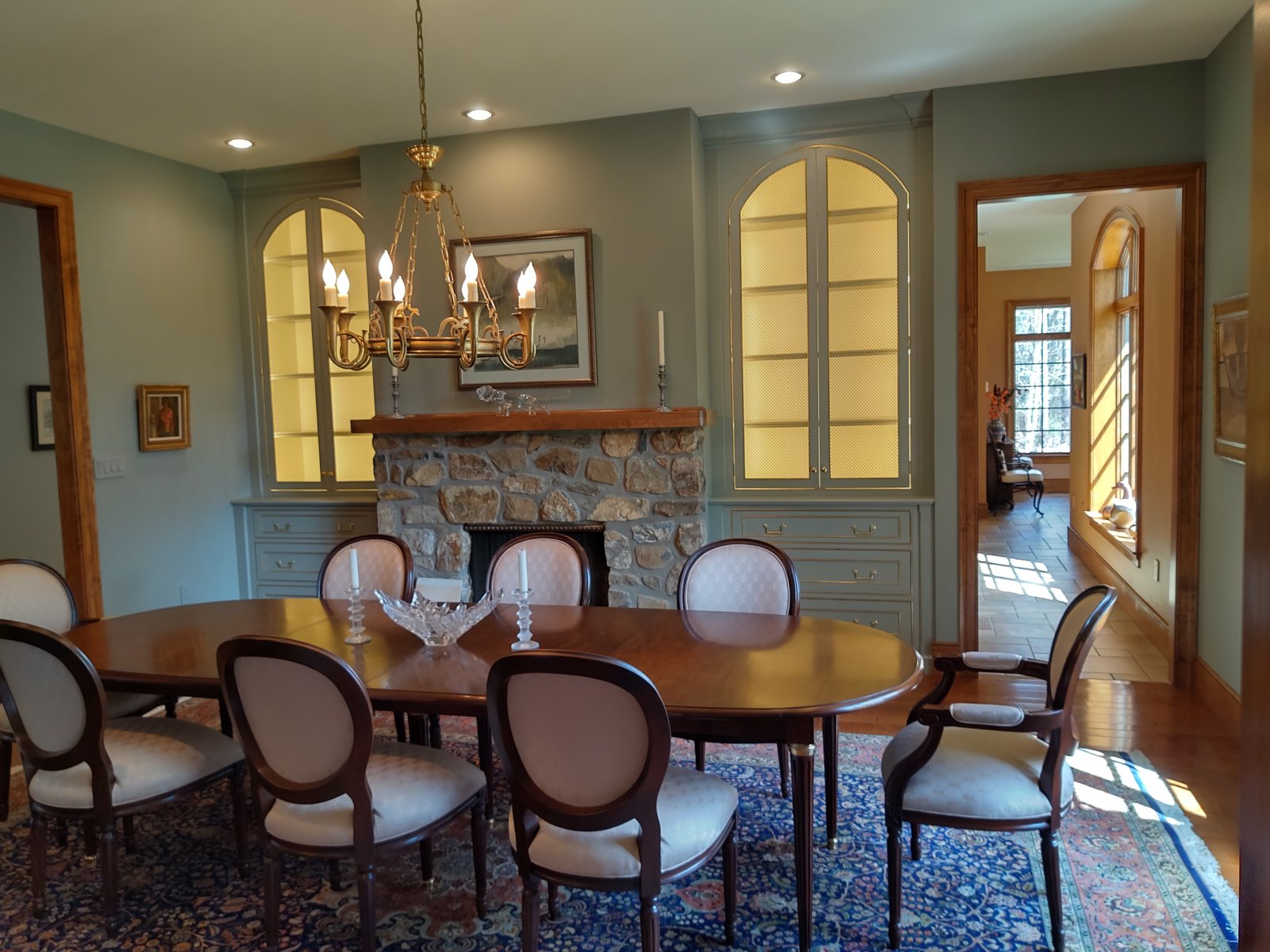 Two tone kitchen with painted perimeter and natural wood island, Pennsylvania