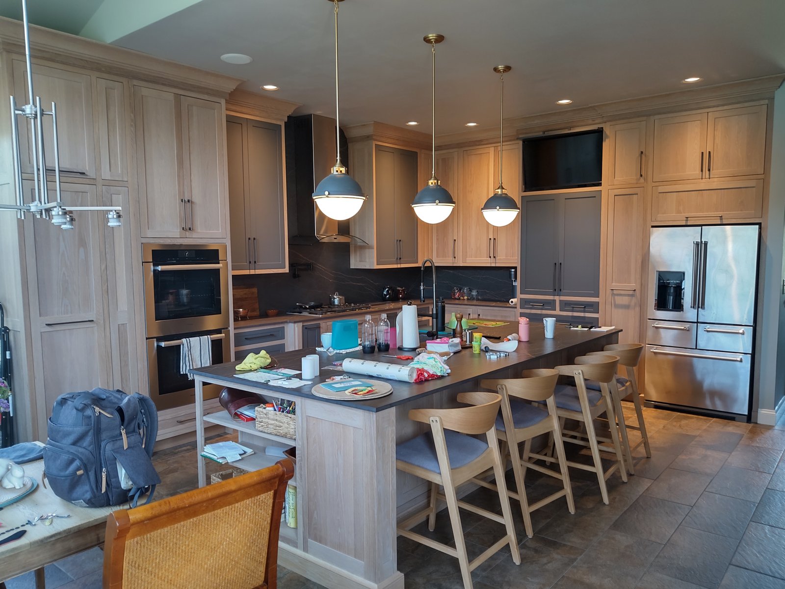 Two tone custom kitchen with wood and paint, Montgomery County MD style