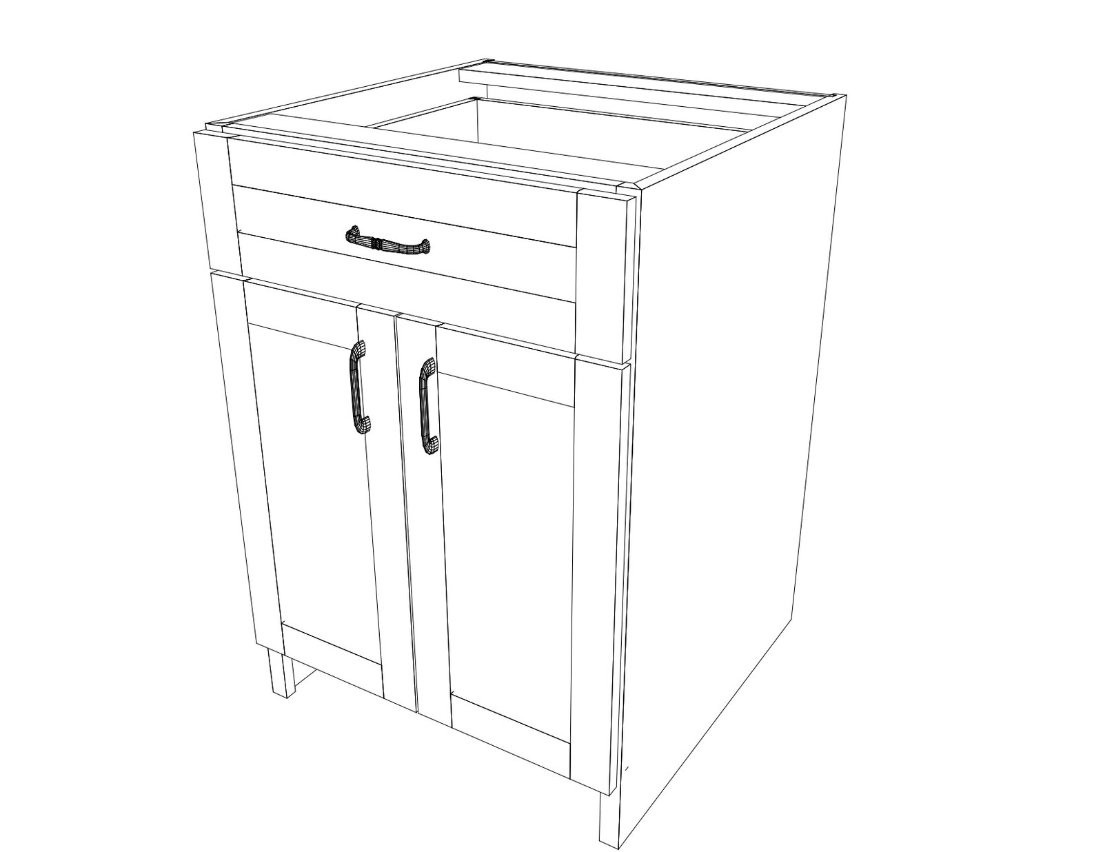 Custom kitchen cabinet 1 drawer 2 doors, dovetail construction, white Shaker style