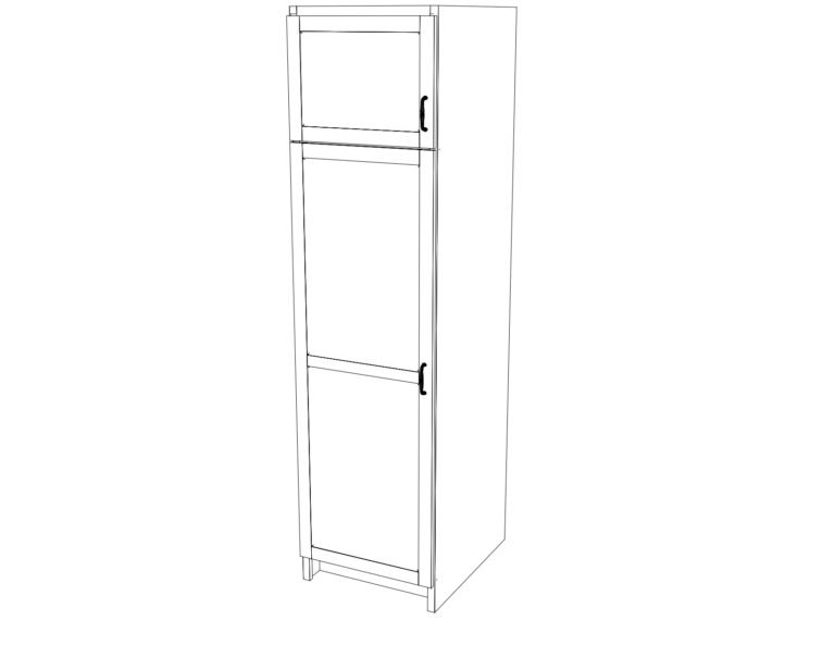 Tall kitchen pantry cabinet with adjustable shelves, solid wood doors