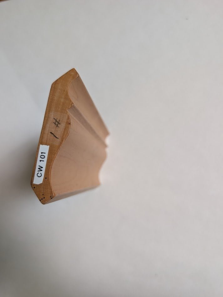 custom white oak crown molding profile diagram1